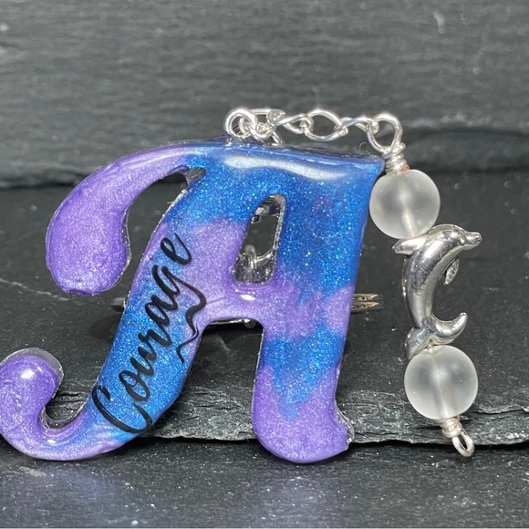 Clear Quartz Purple and Blue
Letter “A” Courage Keychain With Dolphin Charm - Picture 4 of 11
